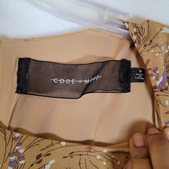 Code Mode Womens Tiered Floral Midi Dress Size Medium Brown Prairie Trad Wife - Picture 5 of 10